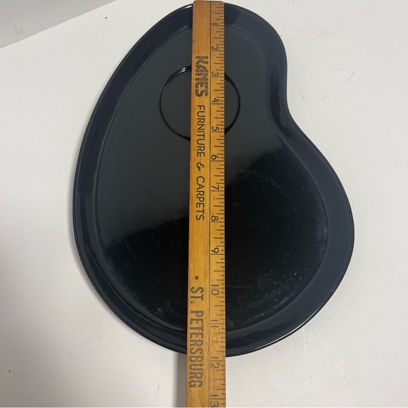 Black 12” Ceramic Palette Plates (4) Slot For Cup Or Bowl Party Serving Tray MCM - Picture 6 of 6